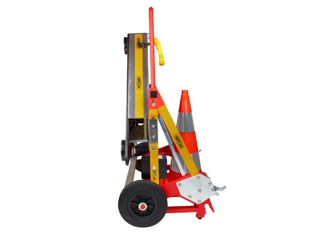 Emergency beaconing cart with reel support and standardized forks